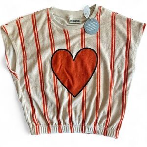 CarlijnQ Girls’ Striped Top with ❤️